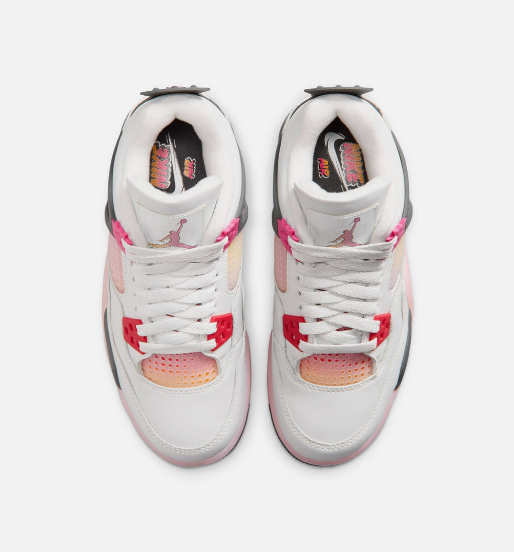 Air Jordan 4 Retro Comic Grade School 生活方式鞋 - Off White/Fire Pink/Anthracite