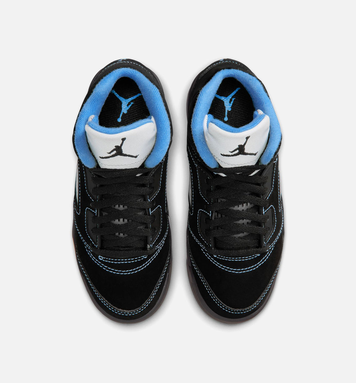 Air Jordan 5 Retro Black Carolina 学前児童生活方式鞋 - Black/University Blue/White
