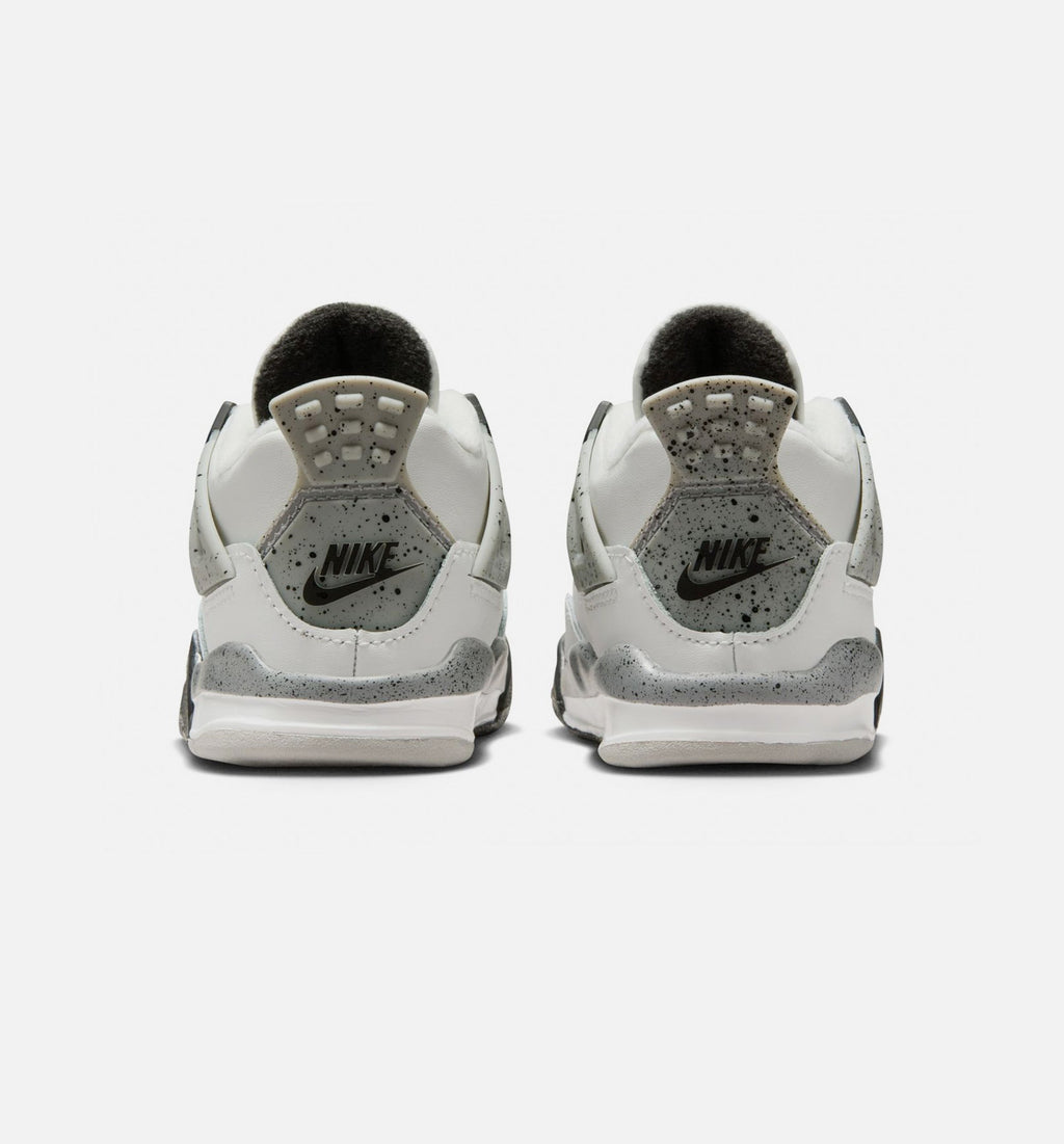 Air Jordan 4 Retro White Cement 婴幼尺码生活方式鞋 - Summit White/Fire Red/Cement Grey/Black