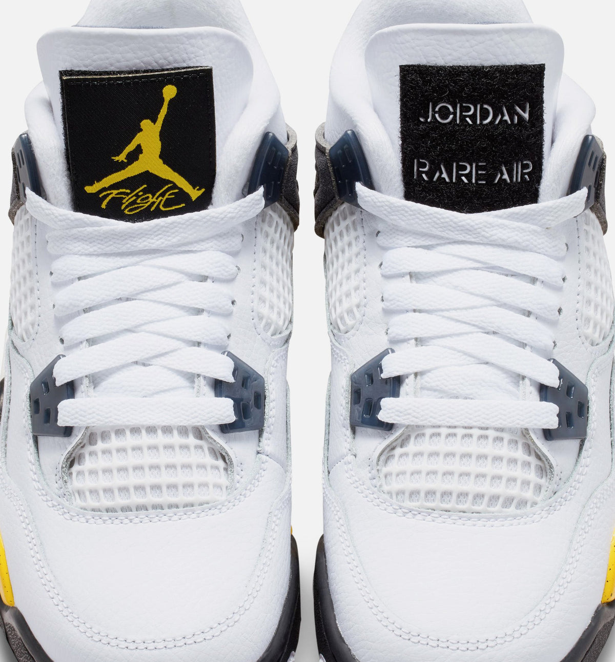 Air Jordan 4 Retro Rare Air Tour Yellow Grade School 生活方式鞋 - White/Dark Blue Grey/Black/Tour Yellow