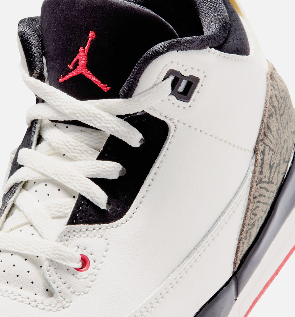 Air Jordan 3 Retro Preschool Lifestyle Shoes - Sail/Black/University Red/Pale Ivory