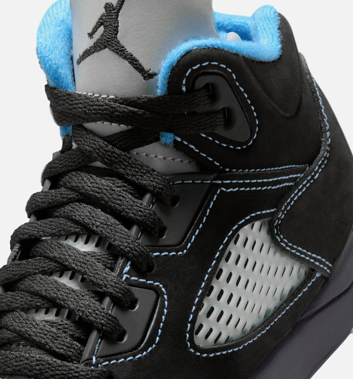 Air Jordan 5 Retro Black Carolina 学前児童生活方式鞋 - Black/University Blue/White