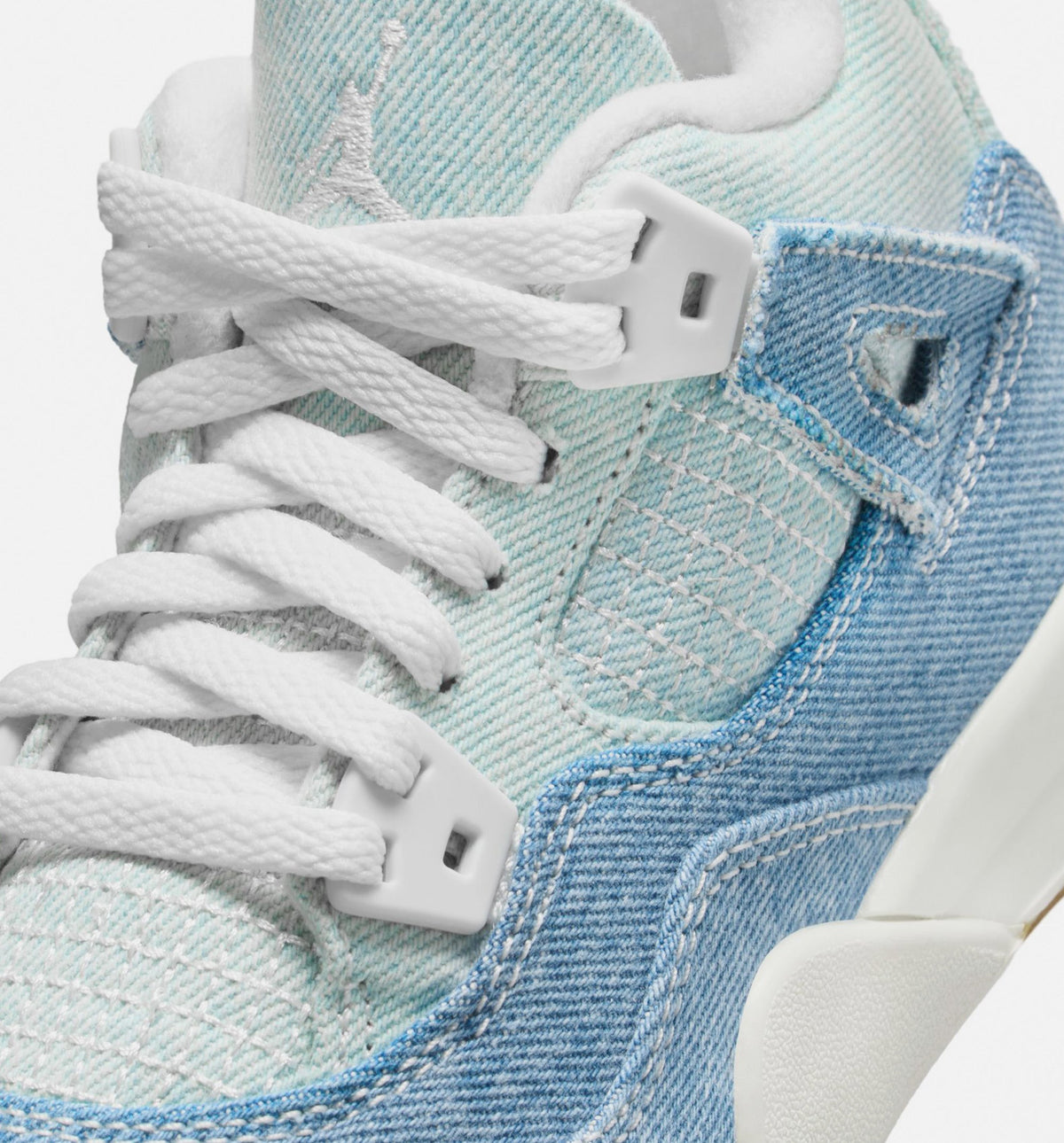 Air Jordan 4 Retro Worn Blue 学前児童生活方式鞋 - Sail/Worn Blue/Metallic Gold