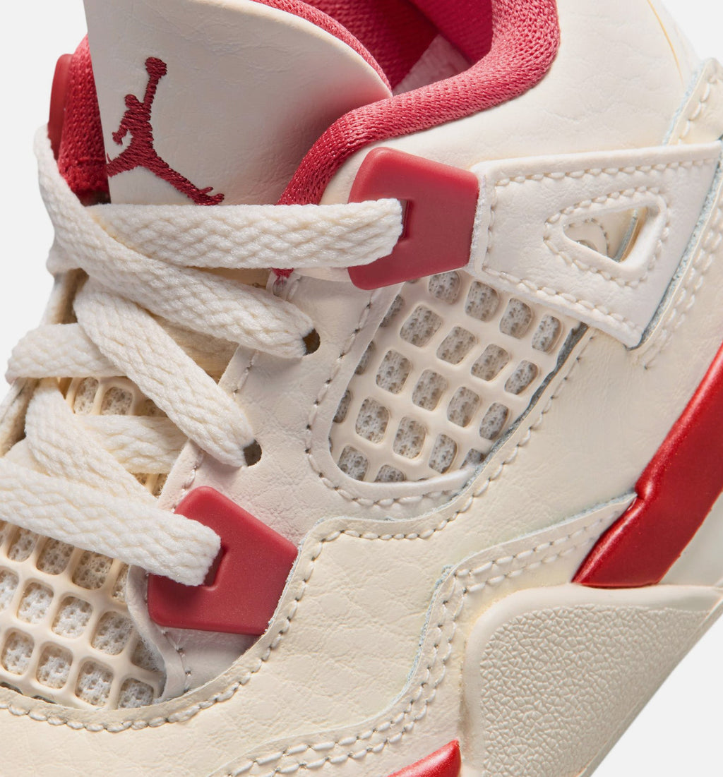 Air Jordan 4 Retro Valentines Day 婴幼尺码生活方式鞋 - Pale Ivory/Sierra Red/Tough Red
