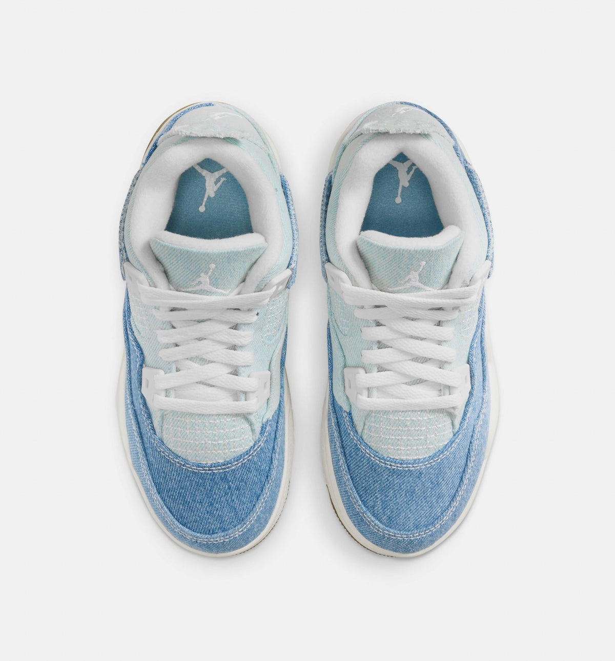 Air Jordan 4 Retro Worn Blue 学前児童生活方式鞋 - Sail/Worn Blue/Metallic Gold