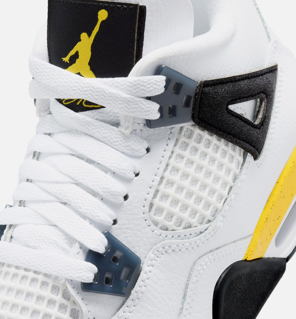 Air Jordan 4 Retro Rare Air Tour Yellow Grade School 生活方式鞋 - White/Dark Blue Grey/Black/Tour Yellow
