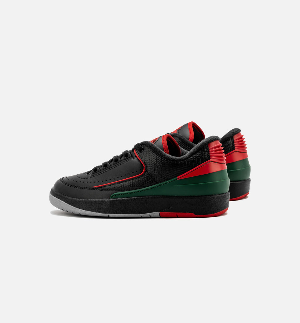 Air Jordan 2 Retro Low Christmas Grade School 生活方式鞋 - Black/Fire Red/Cement Grey