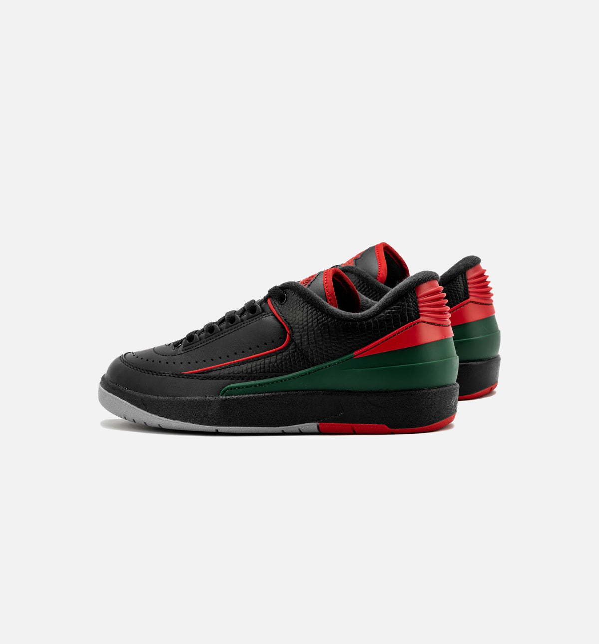 Air Jordan 2 Retro Low Christmas Grade School 生活方式鞋 - Black/Fire Red/Cement Grey
