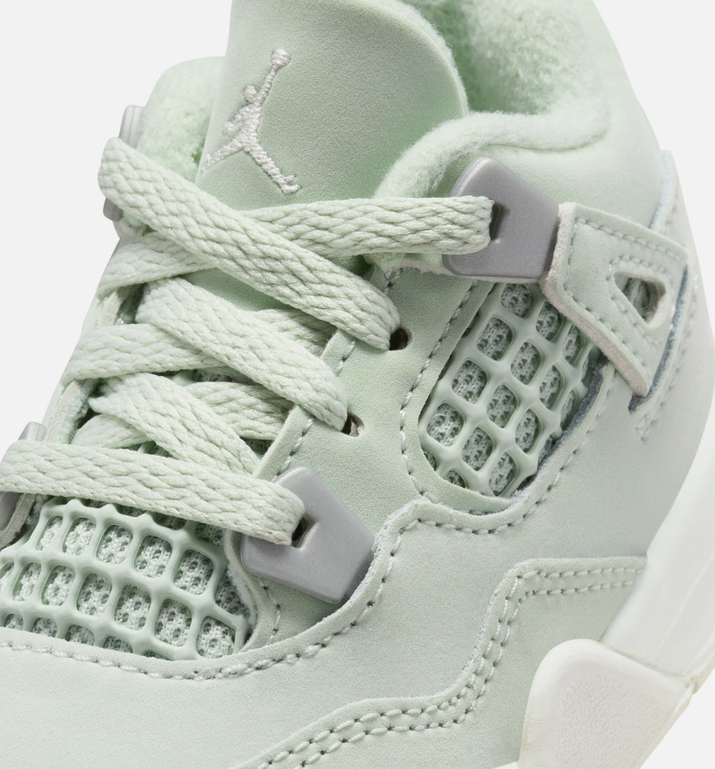 Air Jordan 4 Retro Abundance 婴幼尺码生活方式鞋 - Seafoam/Sail/Metallic Silver