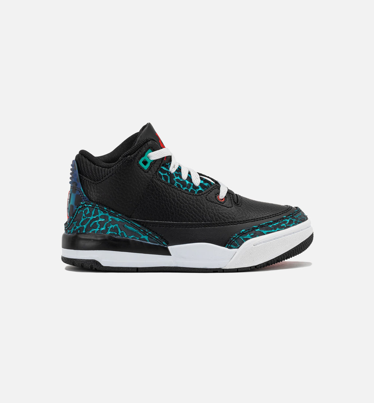 Air Jordan 3 Retro Black and Hyper Jade 学前児童生活方式鞋 - Black/Siren Red/Hyper Jade/White