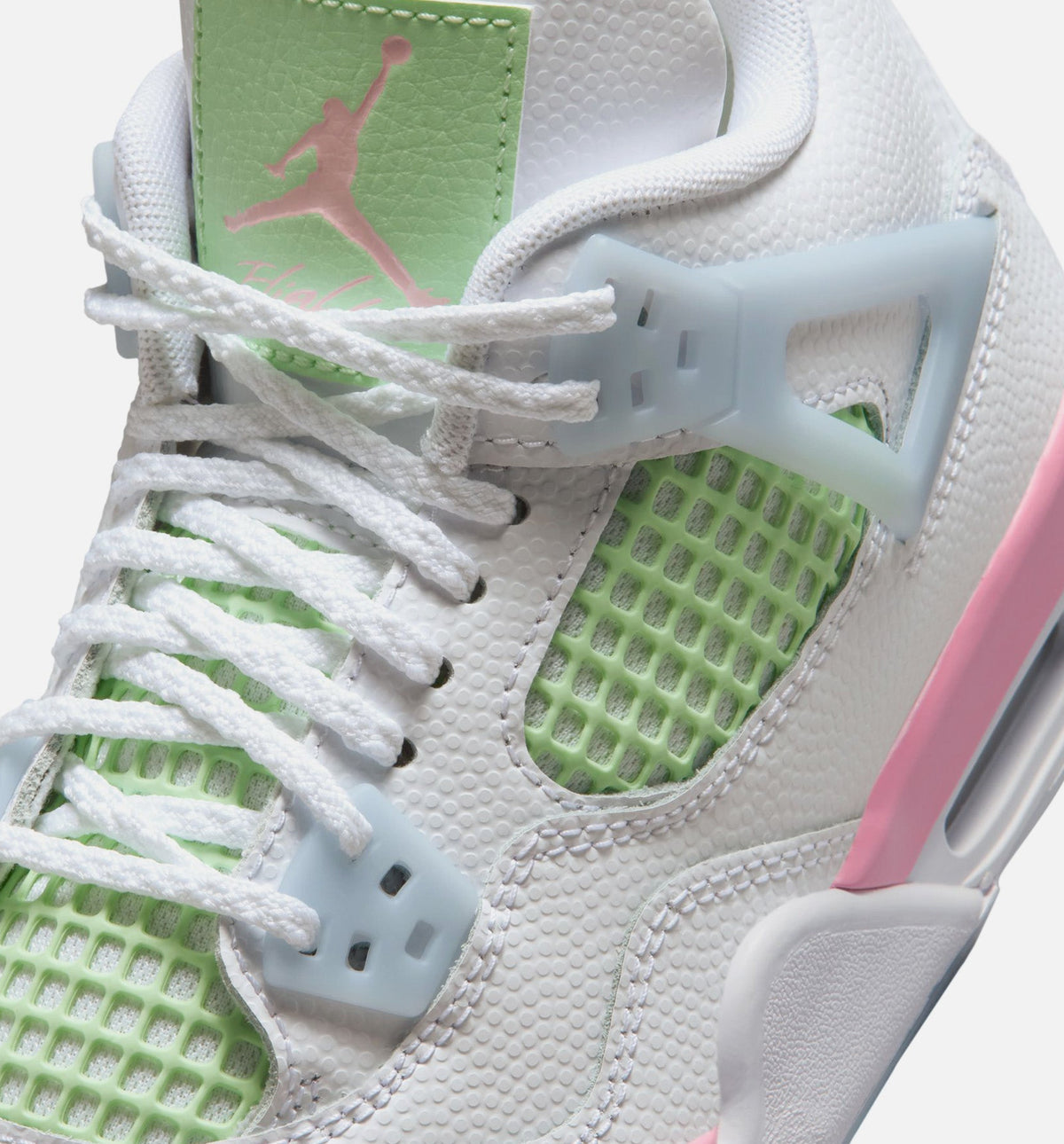 Air Jordan 4 Retro Medium Soft Pink Grade School 生活方式鞋 - White/Medium Soft Pink/Half Blue