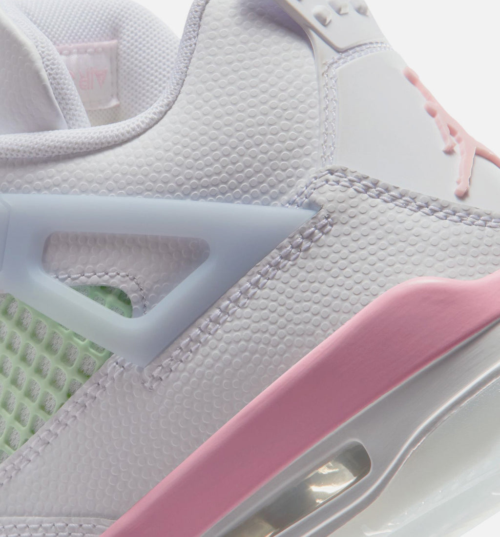 Air Jordan 4 Retro Medium Soft Pink Grade School 生活方式鞋 - White/Medium Soft Pink/Half Blue