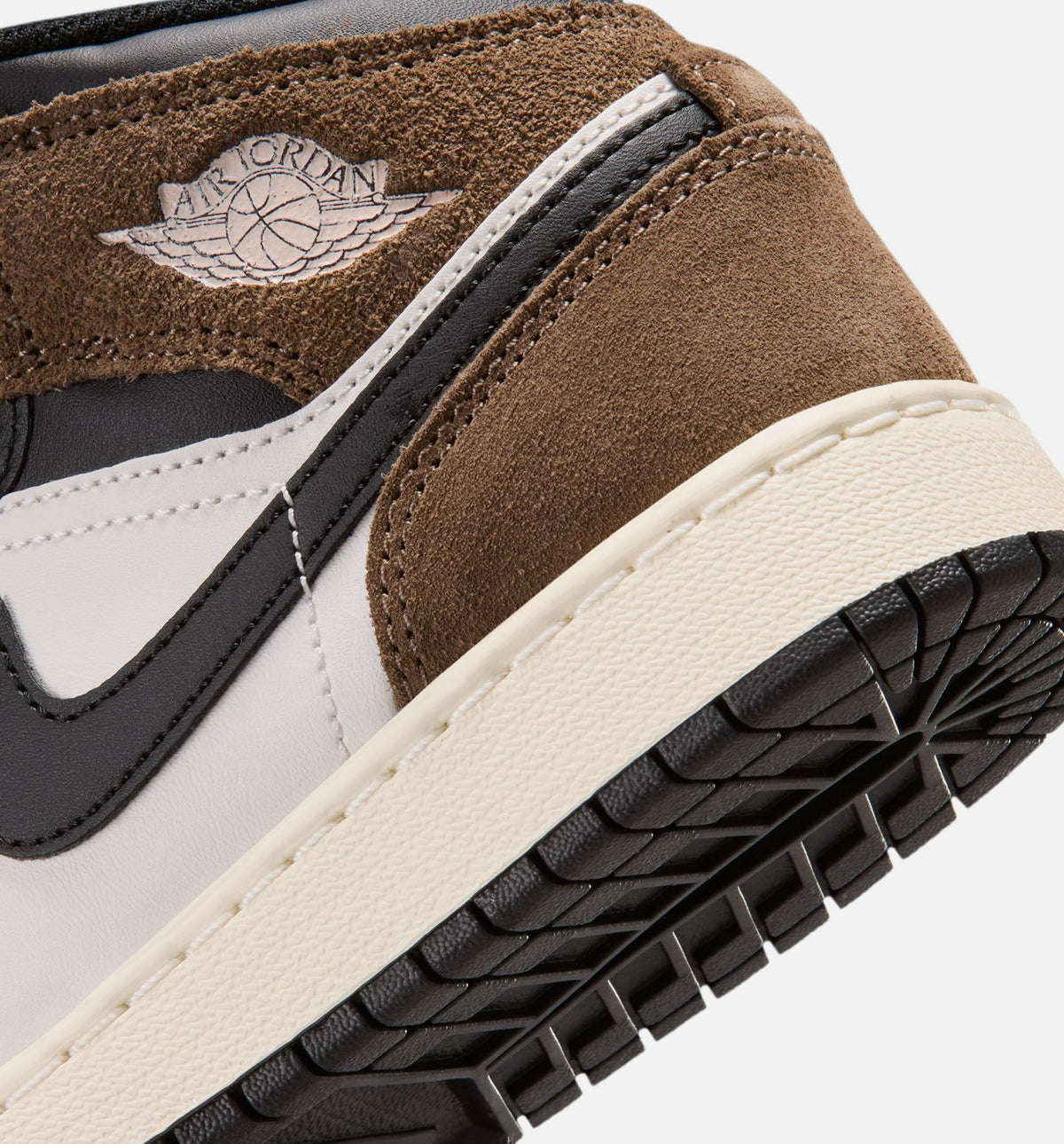 Air Jordan 1 Mid Grade School 生活方式鞋 - Black/Phantom/Palomino/University Red