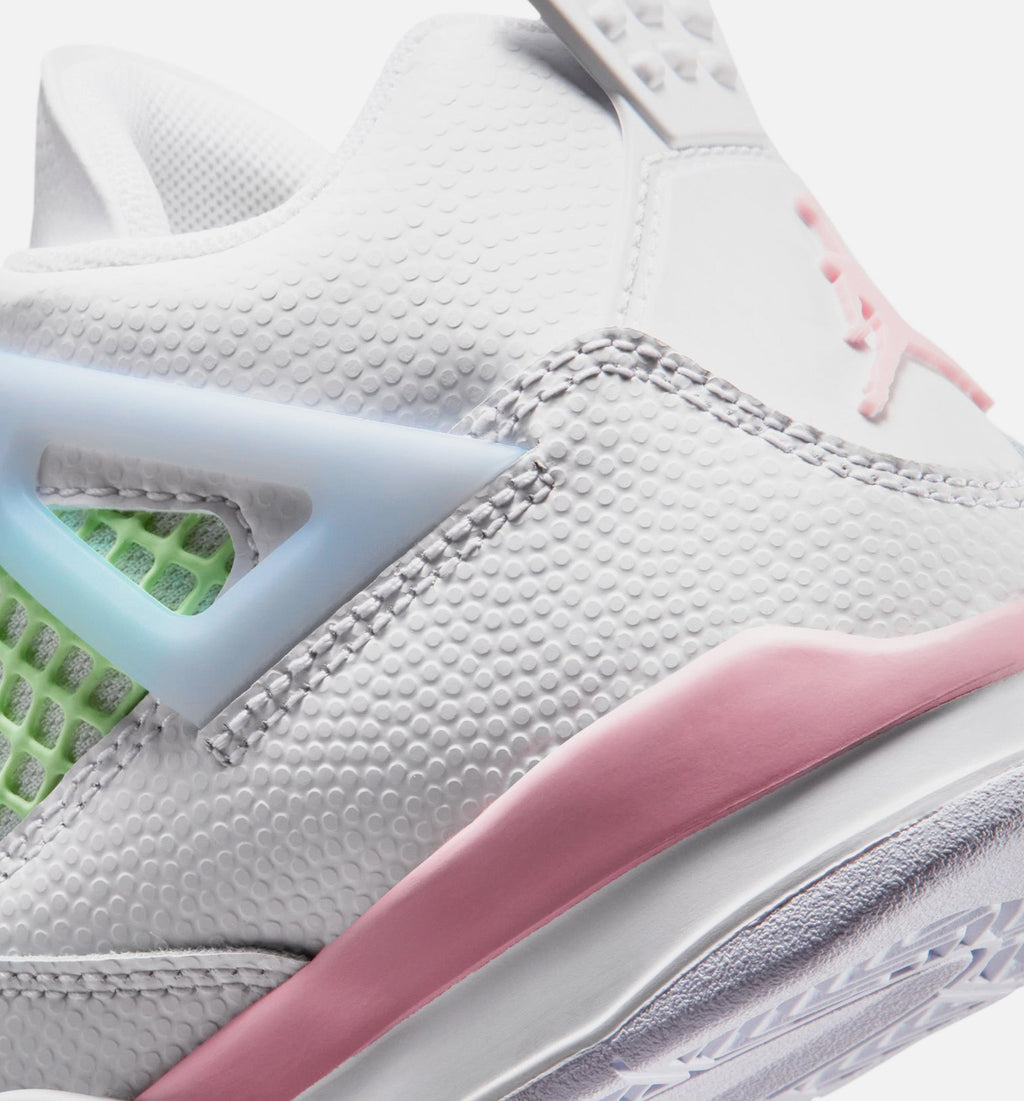 Air Jordan 4 Retro Medium Soft Pink 学前児童生活方式鞋 - White/Medium Soft Pink/Half Blue