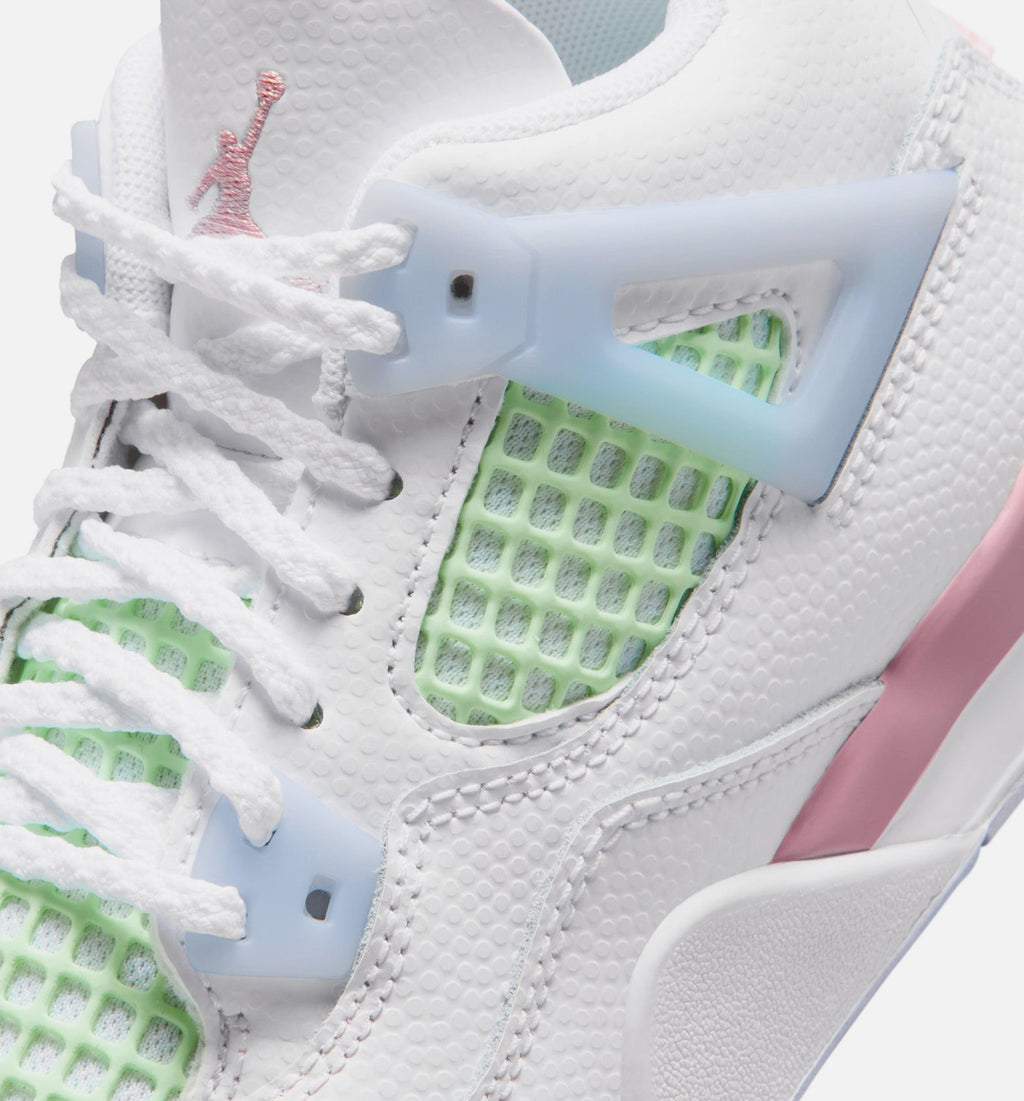 Air Jordan 4 Retro Medium Soft Pink 学前児童生活方式鞋 - White/Medium Soft Pink/Half Blue