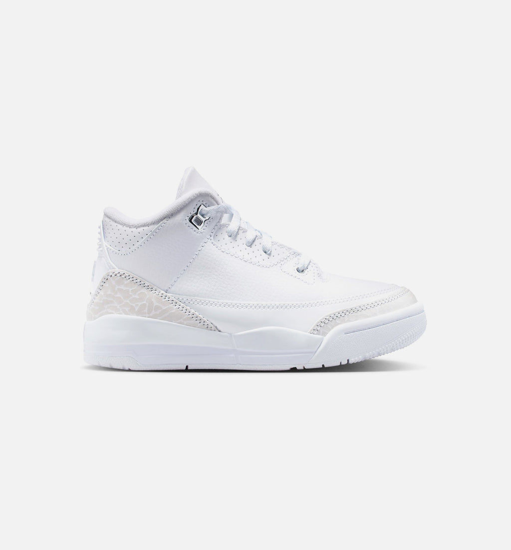 Air Jordan 3 Retro White And Silver 学前児童生活方式鞋 - White/Metallic Silver