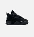 Air Jordan 4 Retro Black Cat 婴幼尺码生活方式鞋 - Black/Light Graphite