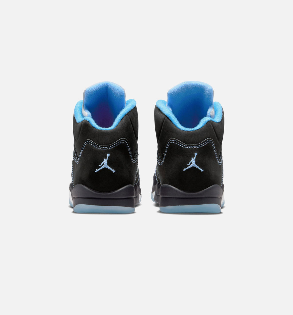Air Jordan 5 Retro Black Carolina 学前児童生活方式鞋 - Black/University Blue/White