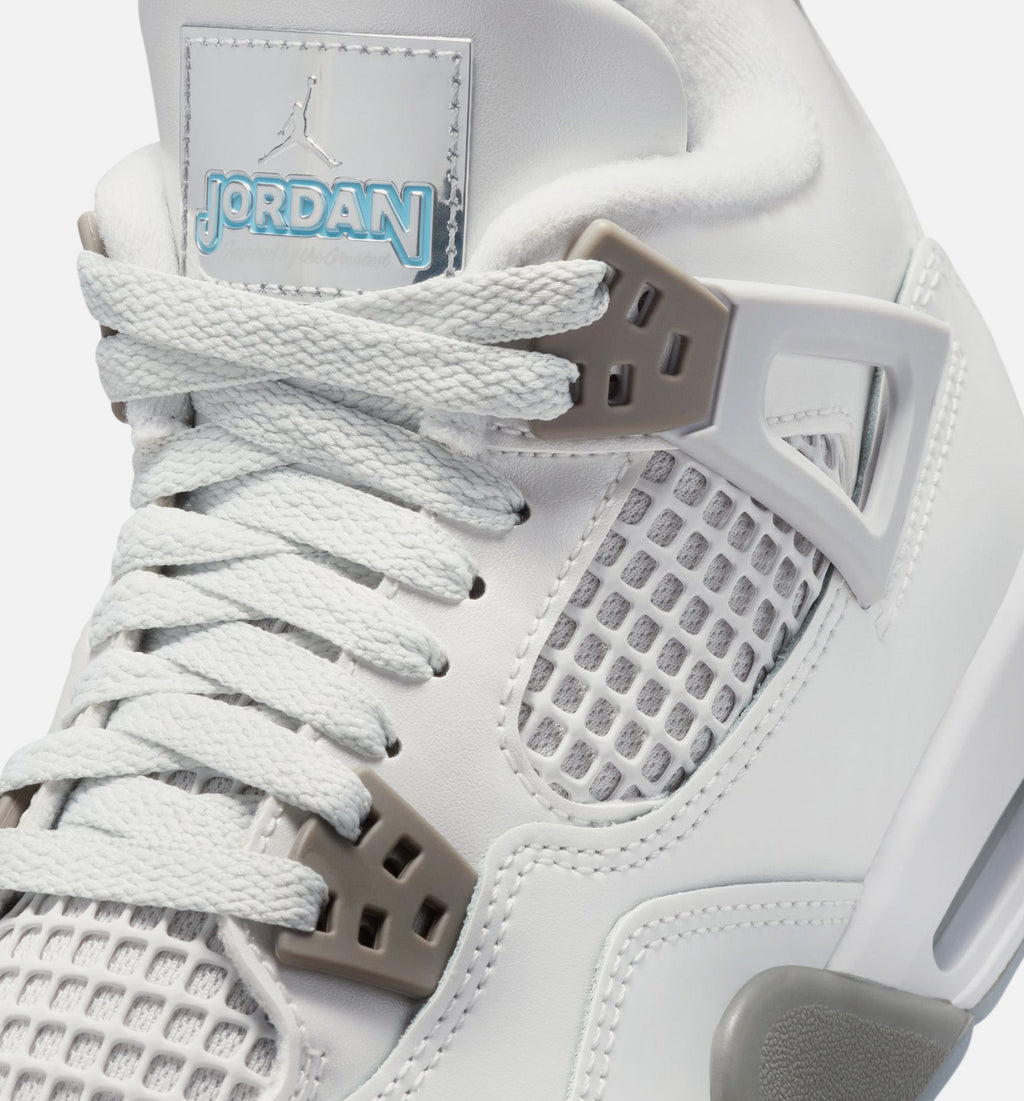 Air Jordan 4 Retro Blue Chill Grade School 生活方式鞋 - Photon Dust/Blue Chill/Flat Pewter/White/Blue Tint