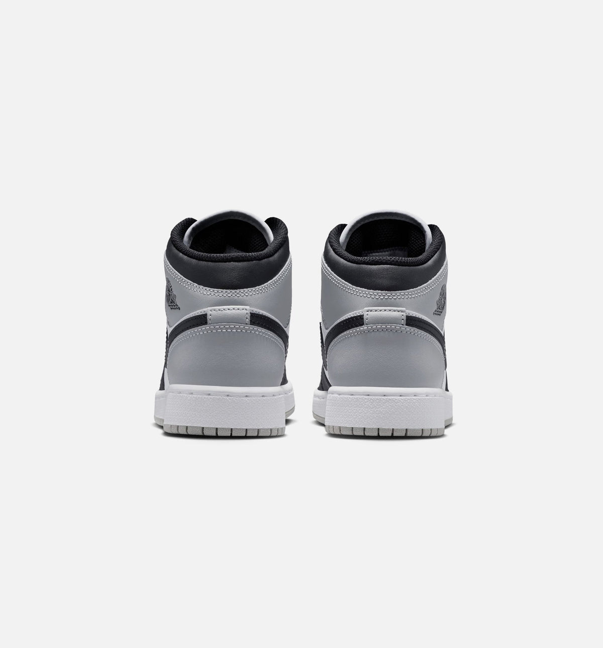 Air Jordan 1 Mid Grade School 生活方式鞋 - White/Light Smoke Grey/Black