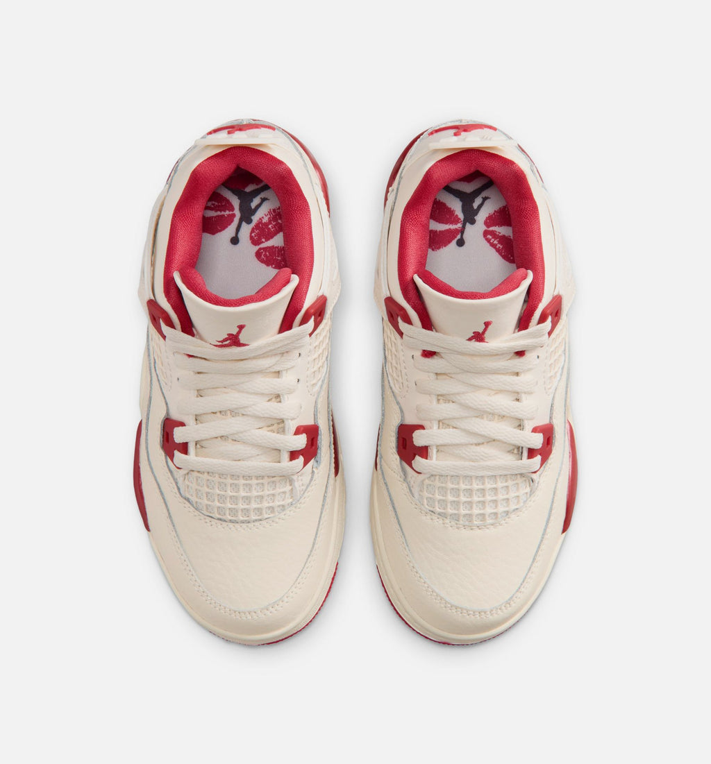 Air Jordan 4 Retro Valentines Day 学前児童生活方式鞋 - Pale Ivory/Sierra Red/Tough Red