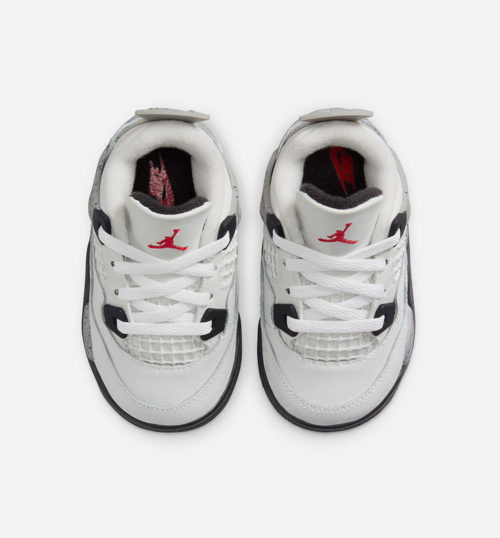 Air Jordan 4 Retro White Cement 婴幼尺码生活方式鞋 - Summit White/Fire Red/Cement Grey/Black
