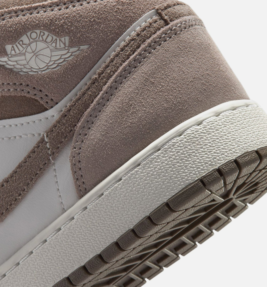 Air Jordan 1 Mid Grade School 生活方式鞋 - Enigma Stone/Olive Grey/Summit White