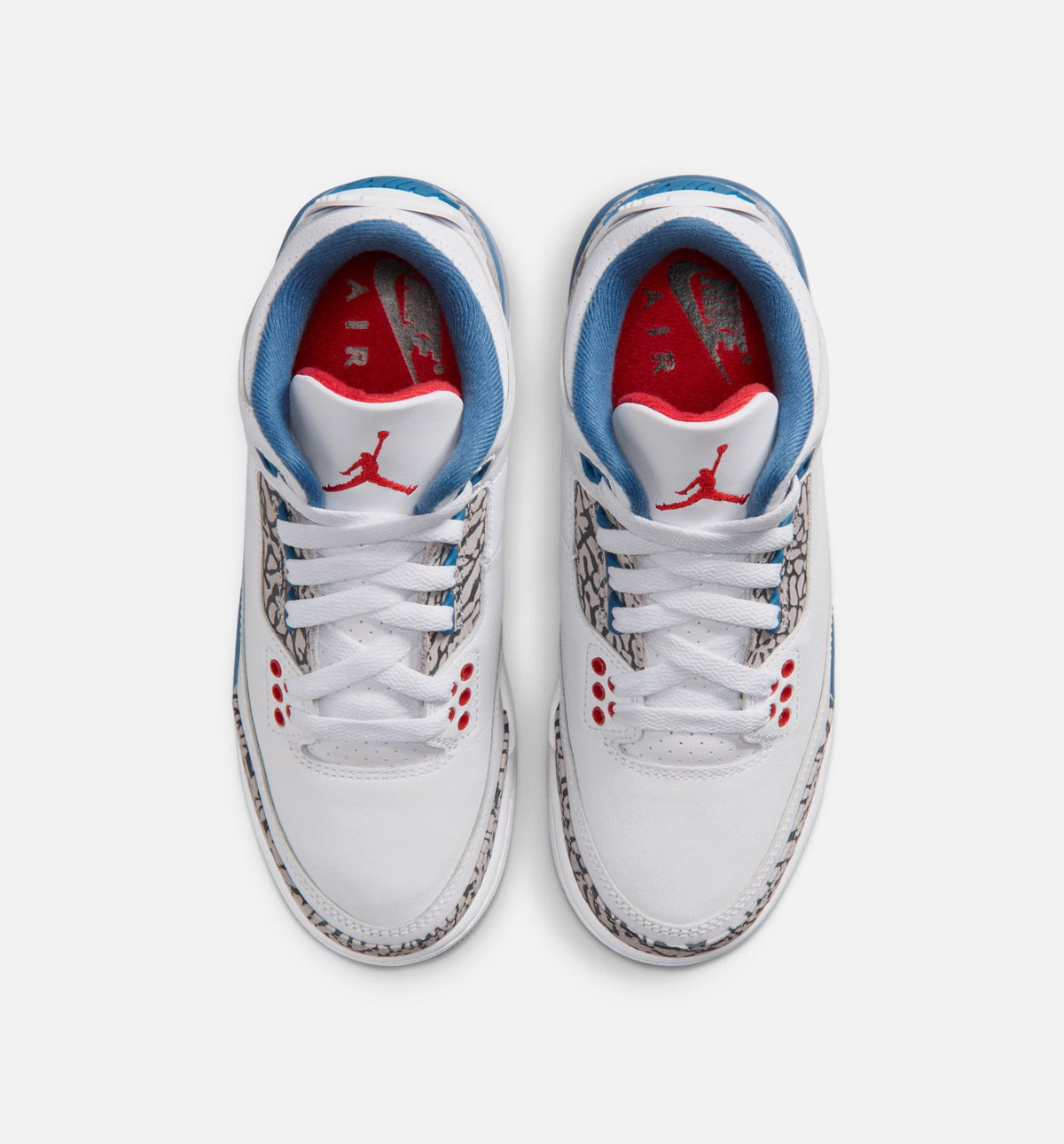 Air Jordan 3 Retro OG True Blue Grade School 生活方式鞋 - White/Fire Red/True Blue