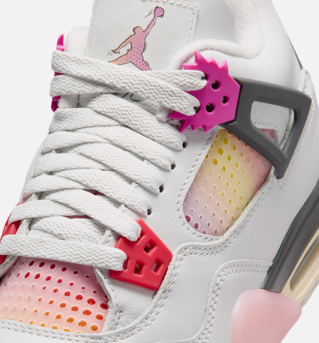 Air Jordan 4 Retro Comic Grade School 生活方式鞋 - Off White/Fire Pink/Anthracite