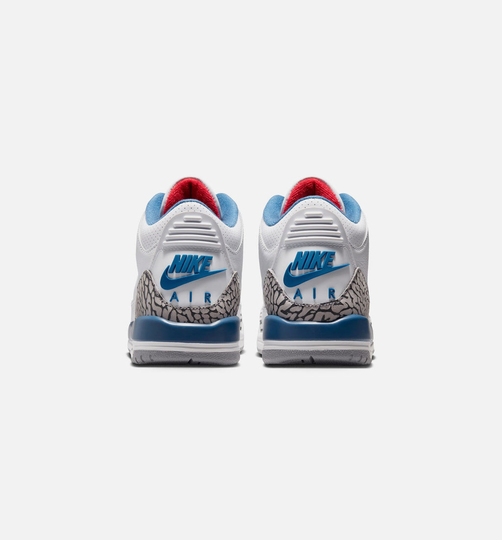 Air Jordan 3 Retro OG True Blue Grade School 生活方式鞋 - White/Fire Red/True Blue