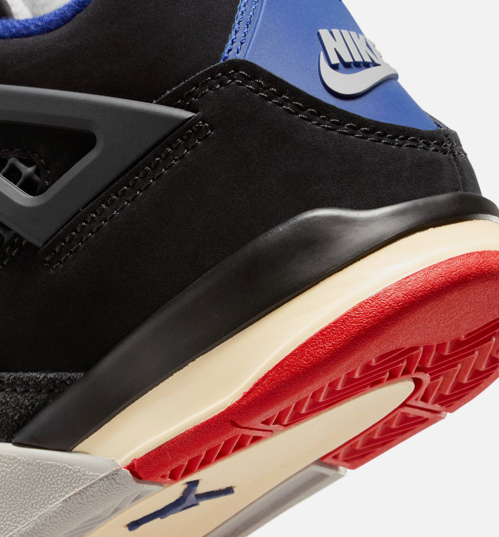 Air Jordan 4 Retro Rare Air 学前児童生活方式鞋 - Black/Fire Red/Deep Royal Blue