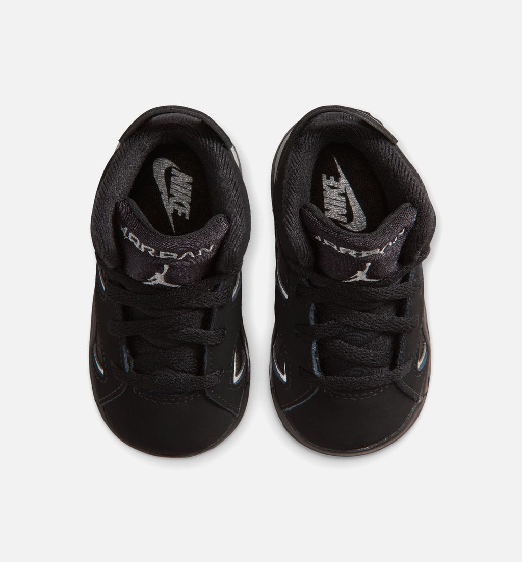 Air Jordan 6 Cap & Gown 婴幼尺码生活方式鞋 - Black/Reflective Silver/Black