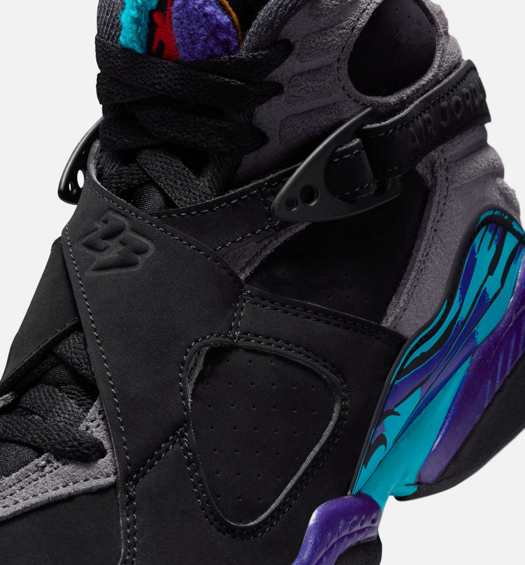 Air Jordan 8 Retro Aqua Grade School 生活方式鞋 - Black/Multi Color/Bright Concord/Multi Color