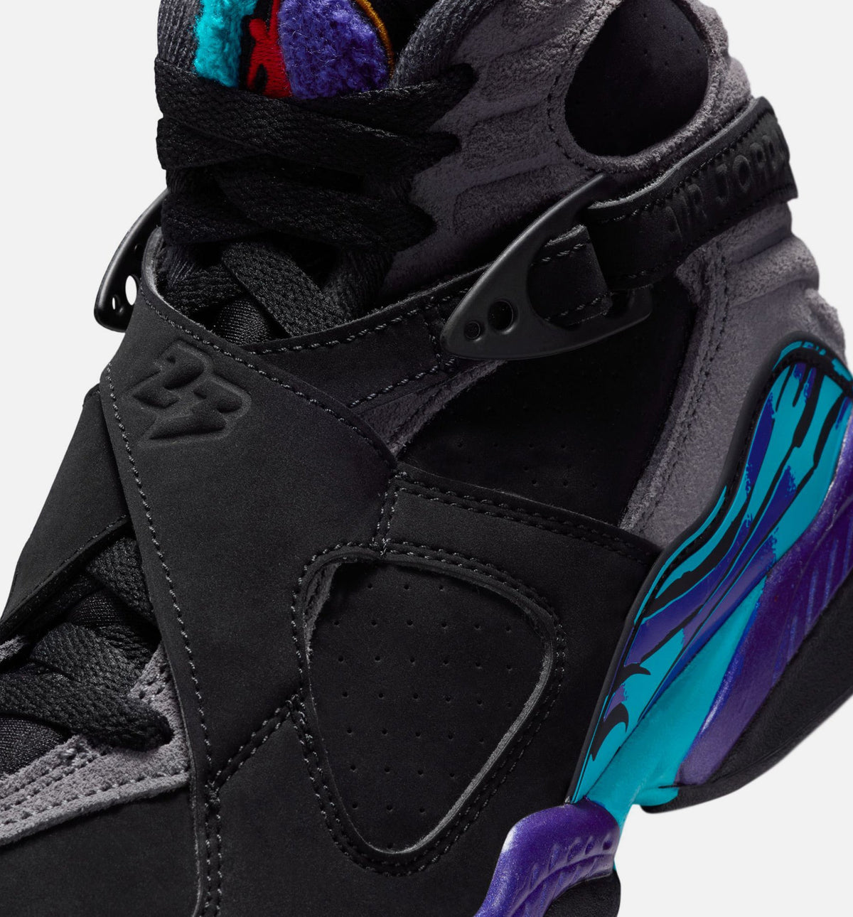 Air Jordan 8 Retro Aqua Grade School 生活方式鞋 - Black/Multi Color/Bright Concord/Multi Color