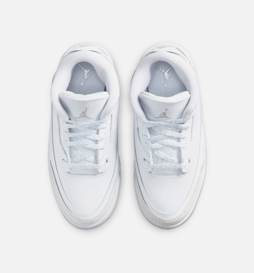 Air Jordan 3 Retro White And Silver 学前児童生活方式鞋 - White/Metallic Silver