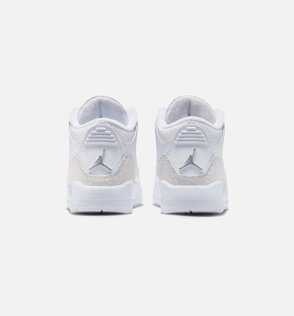 Air Jordan 3 Retro White And Silver 学前児童生活方式鞋 - White/Metallic Silver