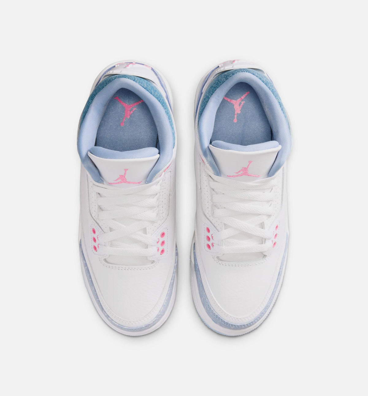 Air Jordan 3 Retro Cobalt Bliss Grade School 生活方式鞋 - White/Cobalt Bliss/Football Grey/Pink Glow