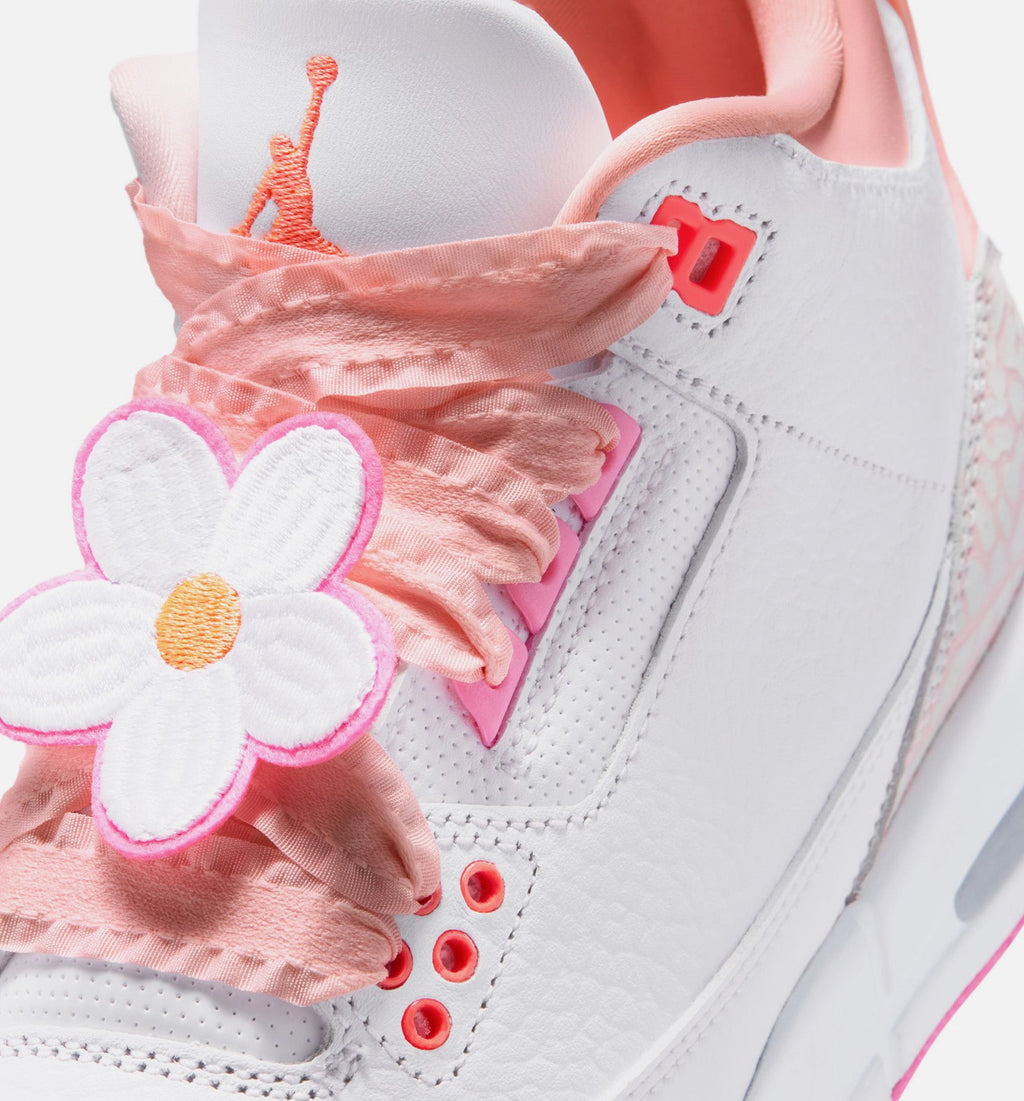 Air Jordan 3 Retro Spring Flowers Grade School 生活方式鞋 - Pearl Pink/Pink Bloom/Pink Glow/Hyper Orange