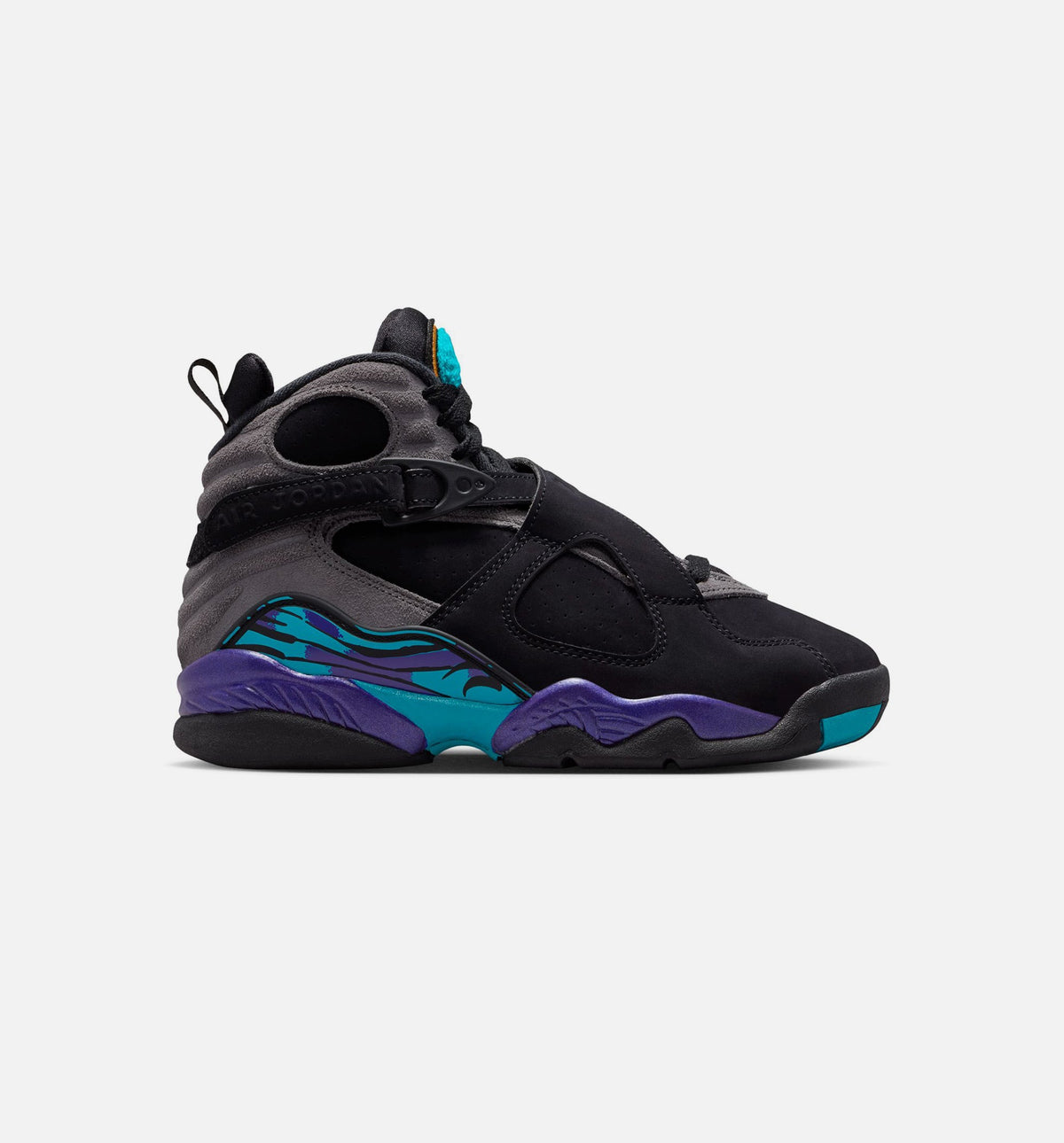Air Jordan 8 Retro Aqua Grade School 生活方式鞋 - Black/Multi Color/Bright Concord/Multi Color
