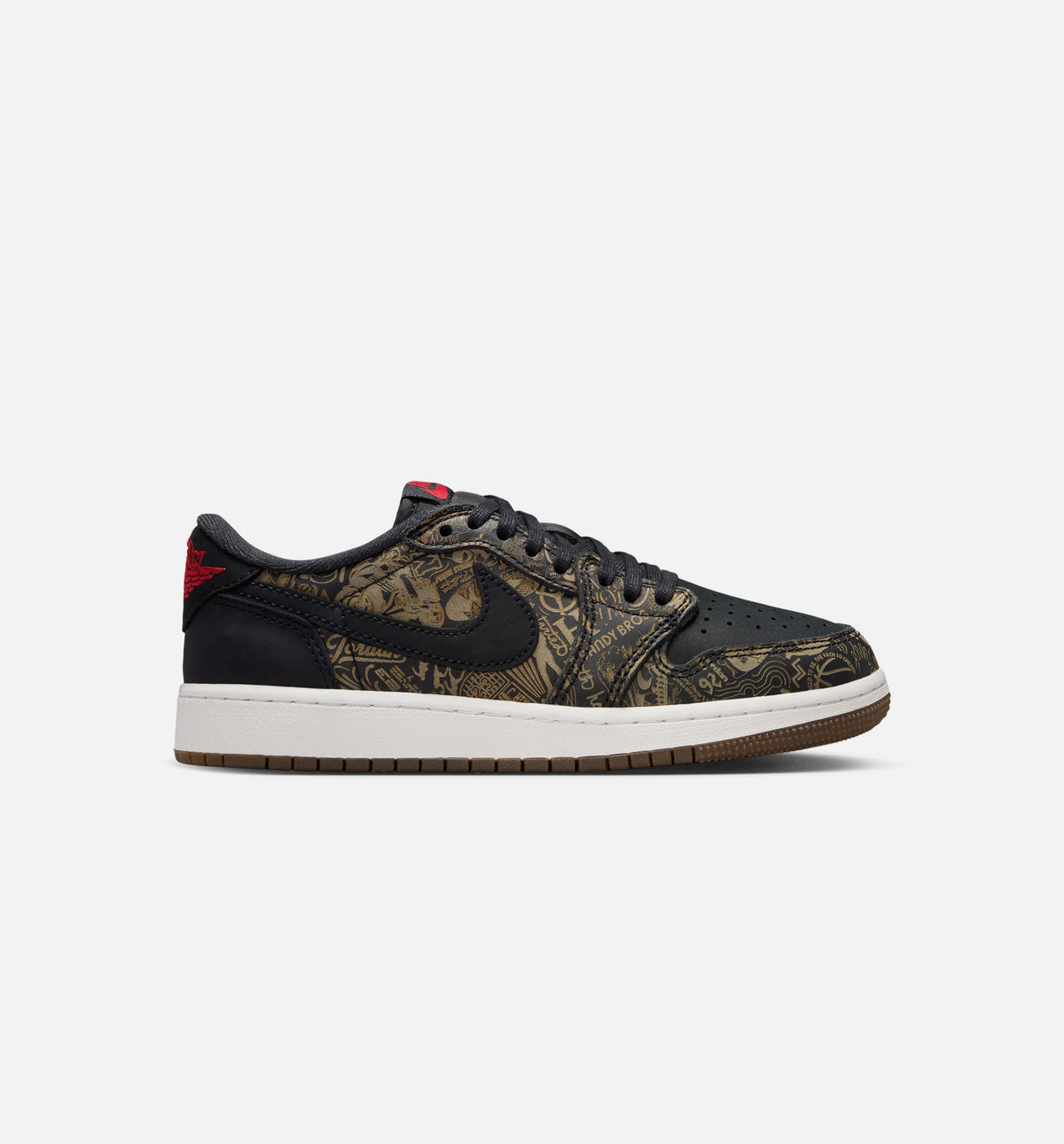 Air Jordan 1 Retro Low OG Laser Black And Varsity Red Grade School 生活方式鞋 - Black/Varsity Red/Summit White