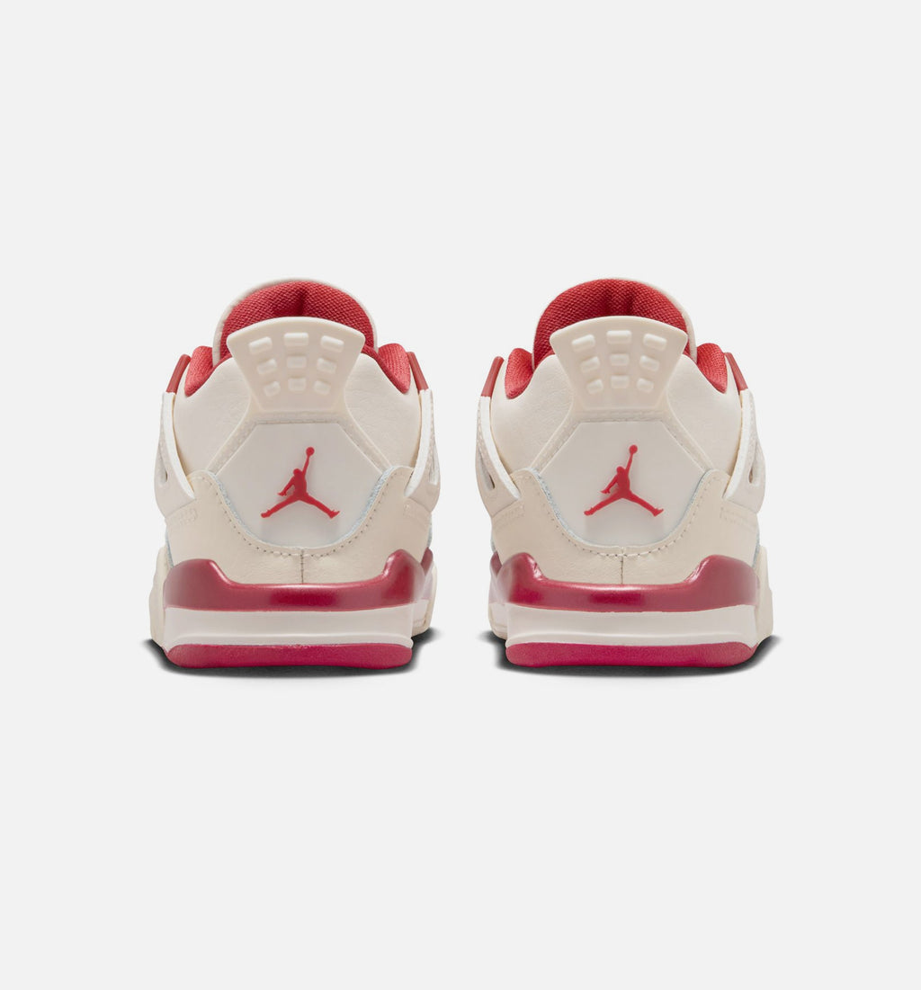 Air Jordan 4 Retro Valentines Day 婴幼尺码生活方式鞋 - Pale Ivory/Sierra Red/Tough Red