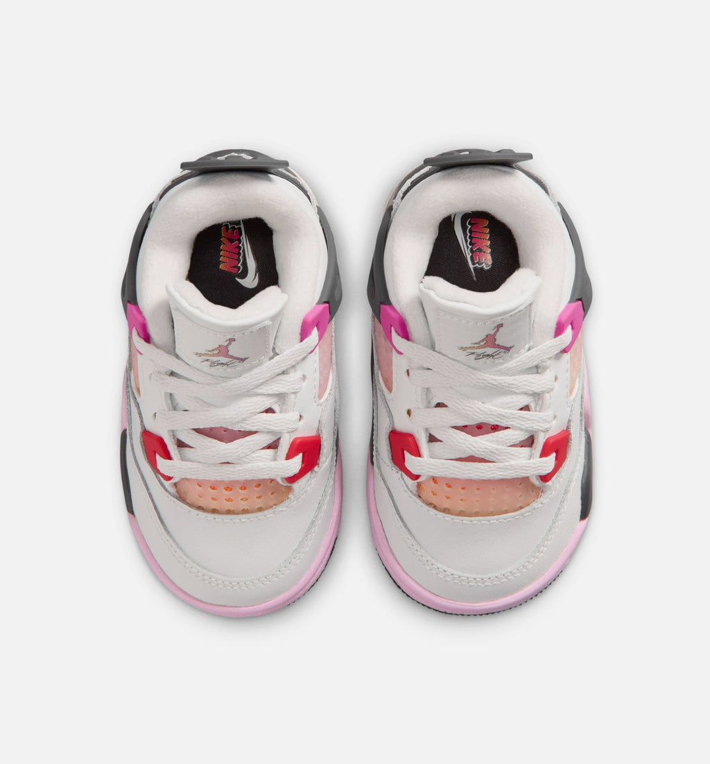 Air Jordan 4 Retro Comic 婴幼尺码生活方式鞋 - Off White/Fire Pink/Anthracite