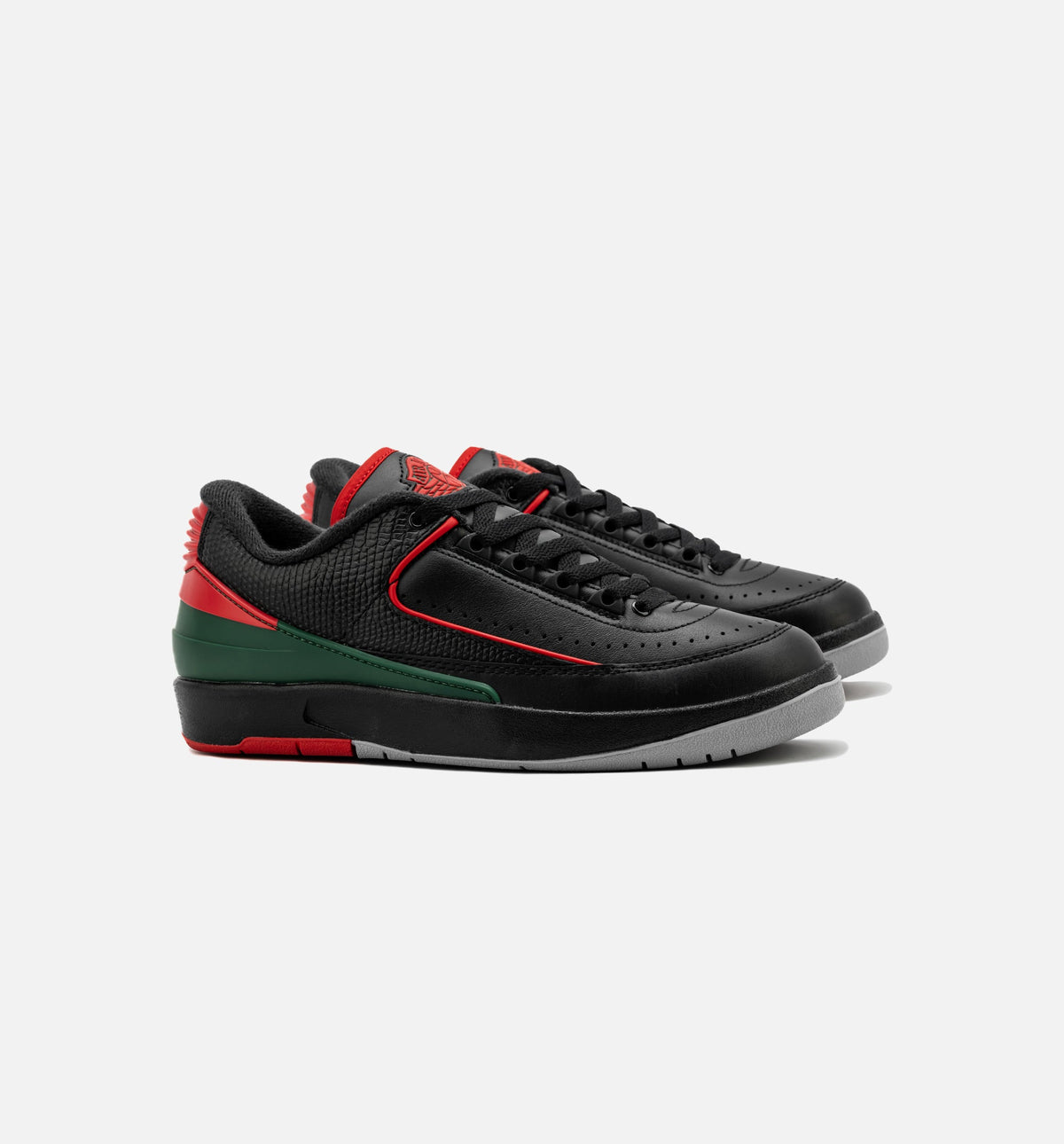 Air Jordan 2 Retro Low Christmas Grade School 生活方式鞋 - Black/Fire Red/Cement Grey