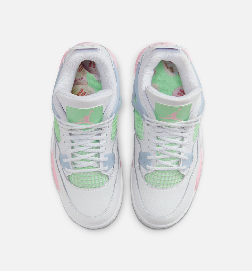 Air Jordan 4 Retro Medium Soft Pink Grade School 生活方式鞋 - White/Medium Soft Pink/Half Blue