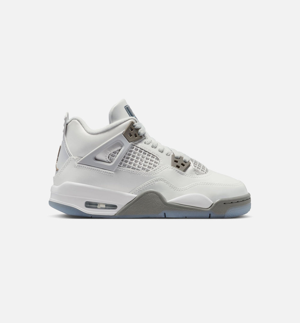 Air Jordan 4 Retro Blue Chill Grade School 生活方式鞋 - Photon Dust/Blue Chill/Flat Pewter/White/Blue Tint