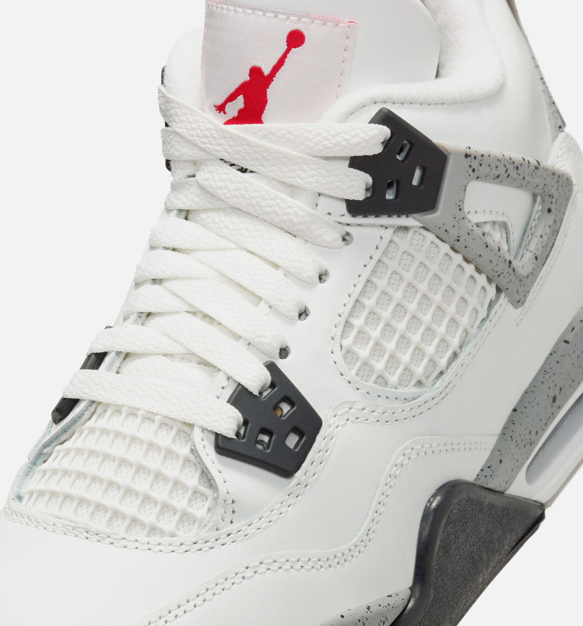 Air Jordan 4 Retro White Cement Grade School 生活方式鞋 - Summit White/Fire Red/Cement Grey/Black