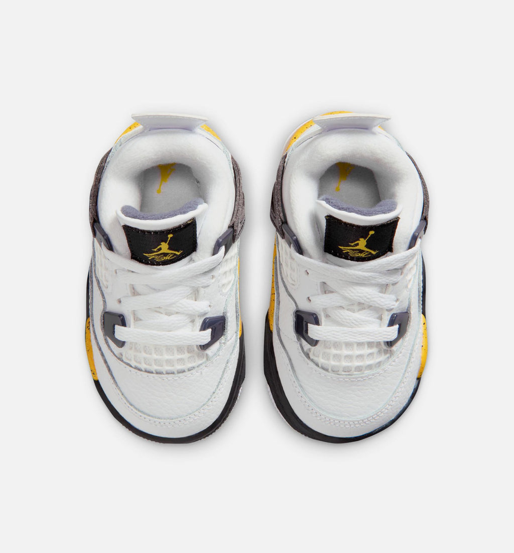 Air Jordan 4 Retro Rare Air Tour Yellow 婴幼尺码生活方式鞋 - White/Dark Blue Grey/Black/Tour Yellow