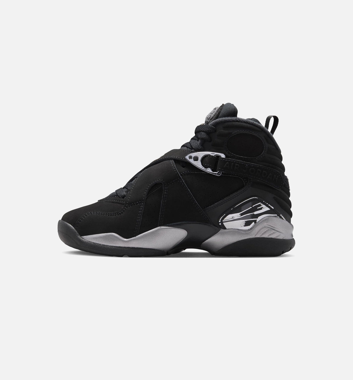 Air Jordan 8 Retro Chrome Black And Light Graphite Grade School 生活方式鞋 - Black/White/Light Graphite
