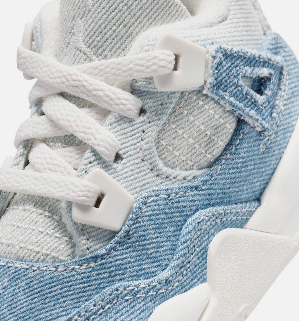 Air Jordan 4 Retro Worn Blue 婴幼尺码生活方式鞋 - Sail/Worn Blue/Metallic Gold