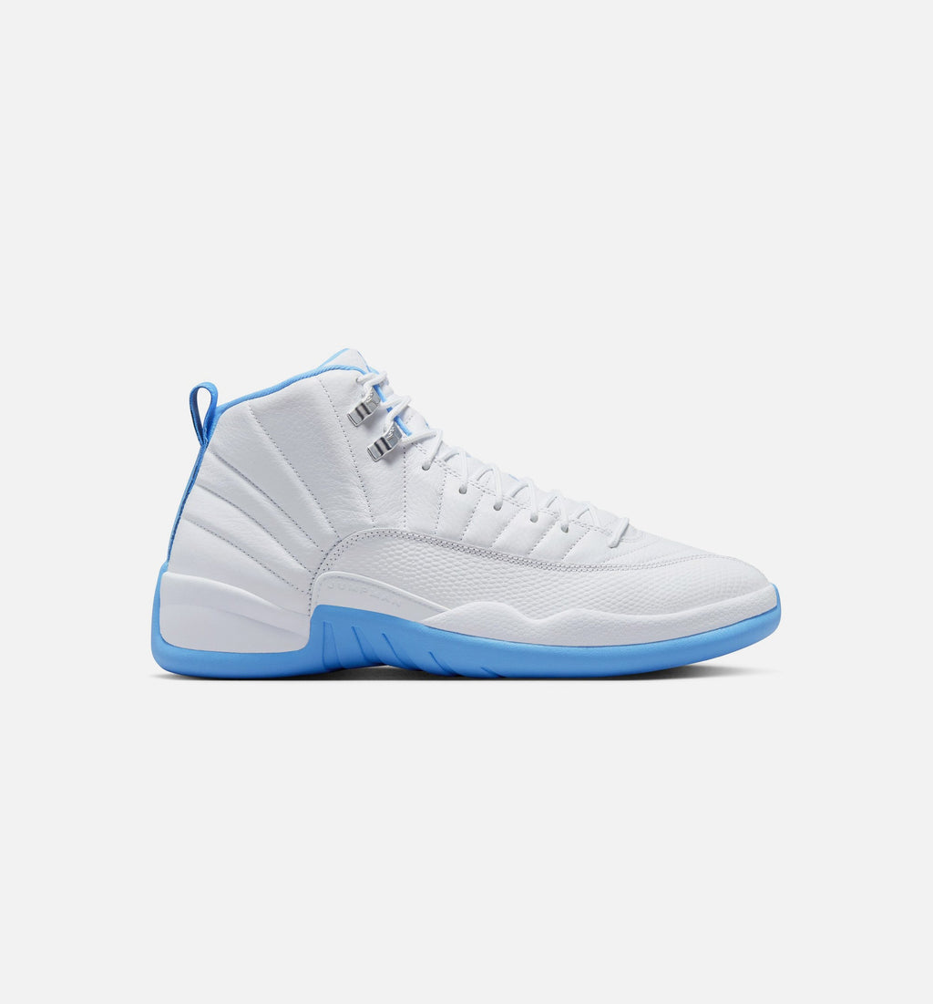 Air Jordan 12 Retro White and University Blue 男款生活方式鞋 - White/University Blue/Metallic Silver